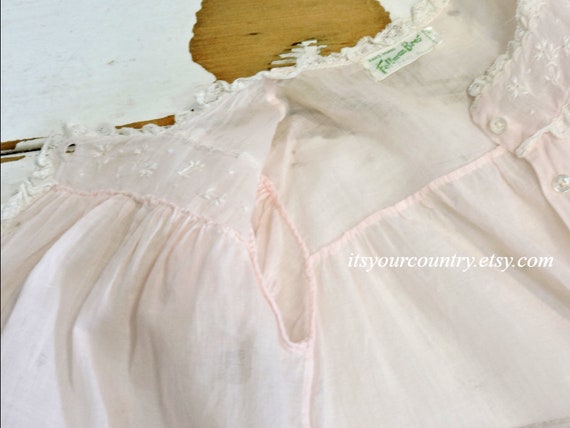 Vintage Infant Pink Baby Girl Dress Cotton Batist… - image 9