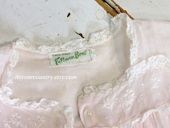 Vintage Infant Pink Baby Girl Dress Cotton Batist… - image 8