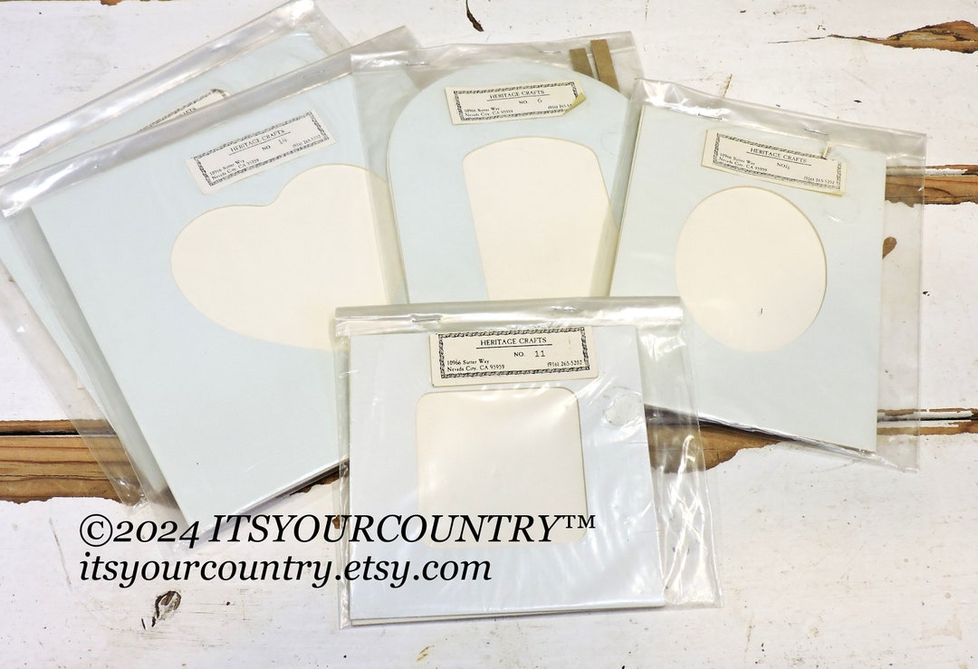 Photo Frame Mat Kits, Lot of 5 Vintage DIY 1980s Heritage Crafts Mat