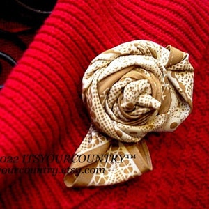 Silk Fabric Flower Brooch Eco Chic Classy Neutral Goldish-Tan Ivory Corsage Lapel Pin Textile Fiber Art Jewelry itsyourcountry