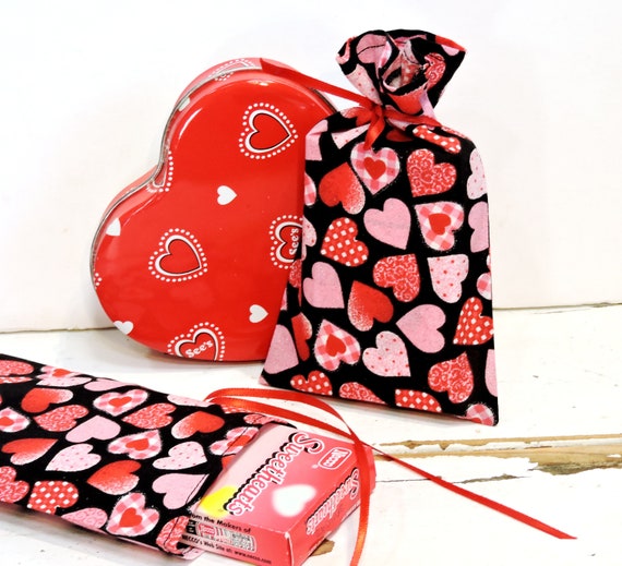 Valentine Fabric Gift Bags Small Heart Cloth Favor Treat Sacks Etsy