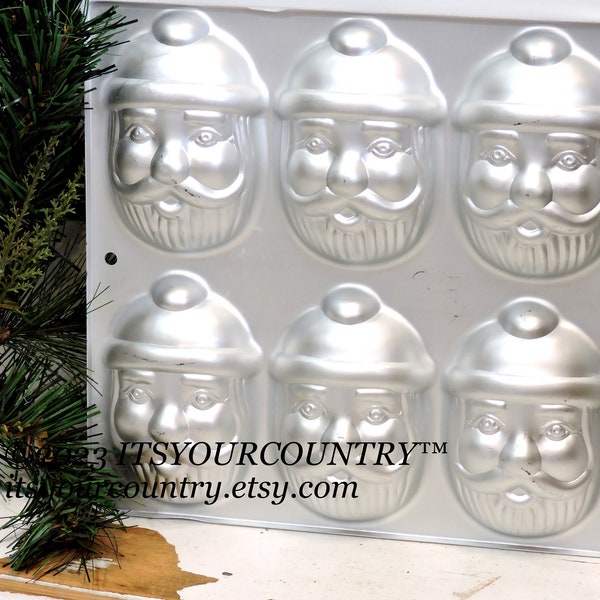 Vintage Wilton Santa Claus Face Metal Mini Cake Cupcake Cookie Sheet Mold Pan Christmas Holiday Baking Crafts & Kitchen Decor itsyourcountry