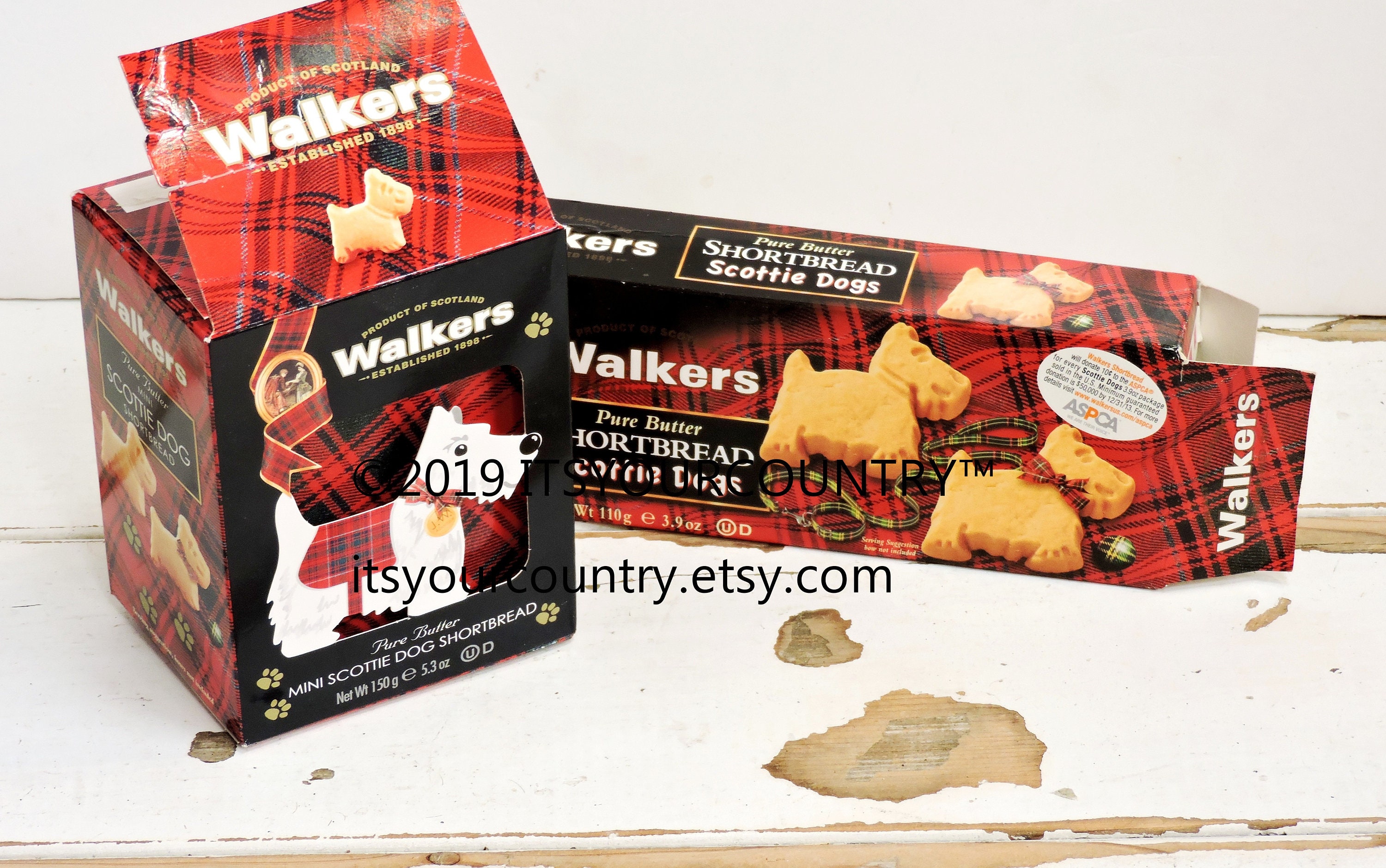 Scottie Dog Paper Ephemera 2 Walkers Shortbread Scotty Reclaimed Cookie Box Packaging Cardboard Containers Craft Supply itsyourcountry etsy