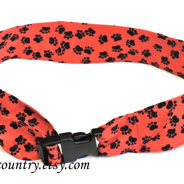 Dog Cooling Collar Neck Cooler Wraps Cool Tie Bandans Buckle Sz Small Med LG XL 2XL fits 10-30" Neck Red Black Paw Print itsyourcountry etsy