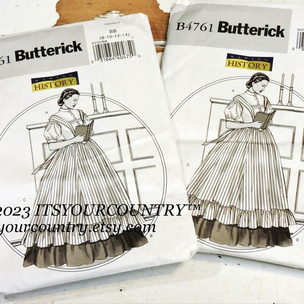Butterick 4761 Making History Blouse Long Full Skirt Pinafore Apron Pattern Misses Sz 8-14 or 16-22 Reenactment Costume Uncut itsyourcountry