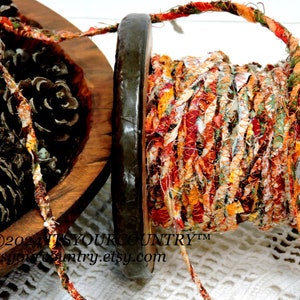 Fall Fiber Art Craft String Tattered Thin Flat Cotton Fabric Rag Cord Rope Gift Wrap Ribbon 10 15 20 Yards Textile Yarn itsyourcountry etsy