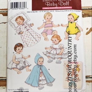 Simplicity 3883 Sewing Pattern Baby Doll Clothes in 3 Sizes Vintage Style from Simplicity Archives Uncut itsyourcountry