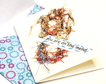 You are on the Mend Thread Art Note Card Get Well Greeting Gift Enclosure Notecard Gift Tag Package Label Artcard itsyourcountry