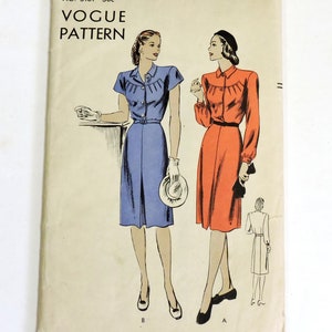 1940s Vintage Vogue 5181 UNPRINTED Sewing Pattern Dress Size 14 Bust 32 Hip 35 itsyourcountry
