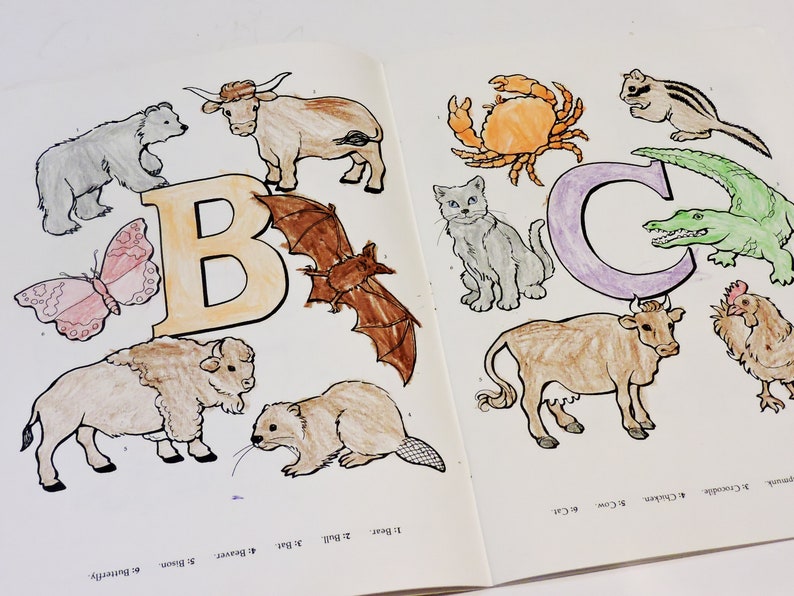 Animal Alphabet Dover Coloring Book by Nina Barbaresi Vintage | Etsy