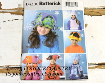 Uncut Butterick 4306 Kids Sewing Pattern Boys Girls Fleece Accessories for Children's Hats Neck Scarves Mittens B4306 itsyourcountry etsy