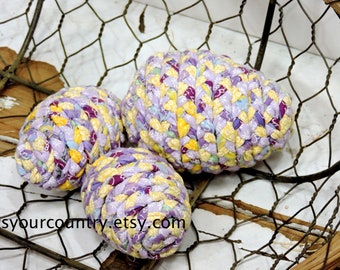 Fabric Easter Eggs Lavender Yellow Country Farmhouse Home Decoration Spring Wedding Accent set of 3 itsyourcountry