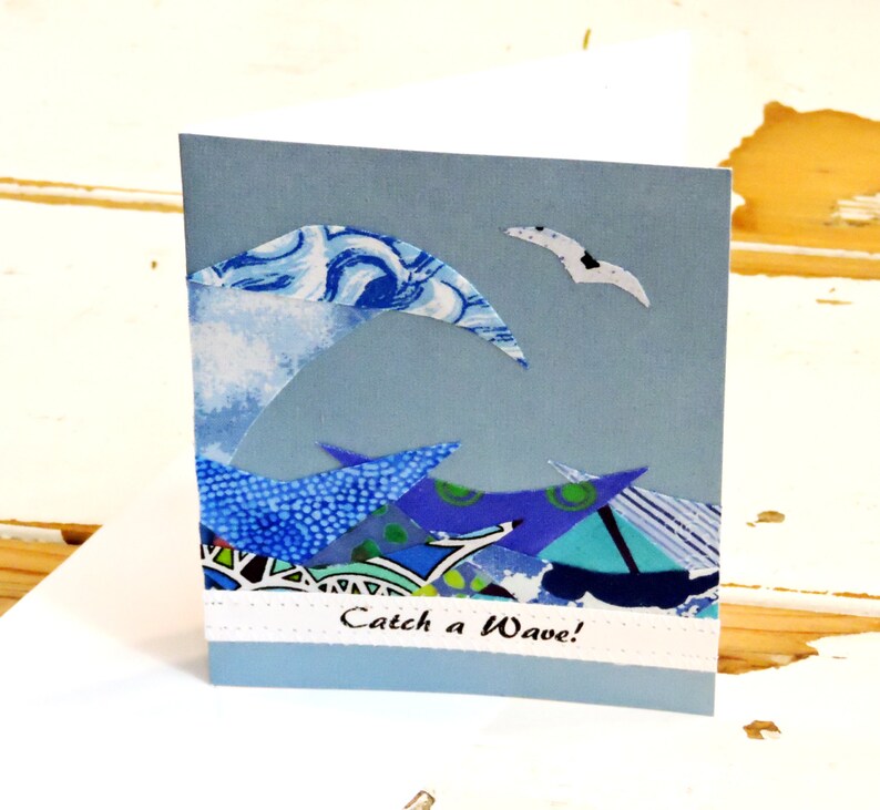 Ocean Waves Card Unique Original Textile Fiber Art Greeting Etsy