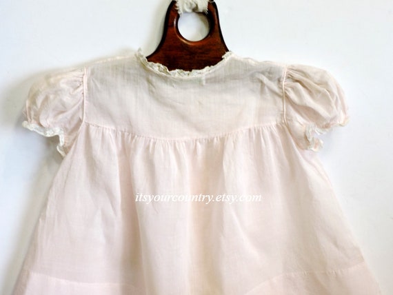 Vintage Infant Pink Baby Girl Dress Cotton Batist… - image 6