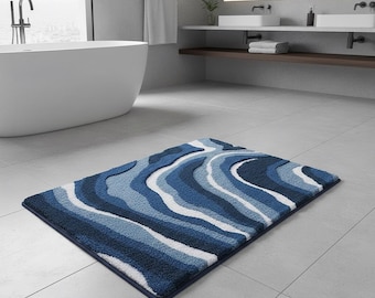 Zachte badkamervloermat, badkleed oceaanthema, douchemat kusthuisdecor