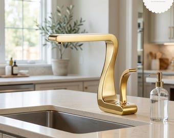 Waterfall Bathroom Faucet, Modern Brass Vessel Sink Mixer Tap, White Gold Vanity Basin Water Spout, Single Hole Hot Cold Mixer