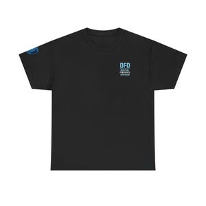 May include: Black t-shirt with the text "DFD DIGITAL FORENSICS DIVISION" in light blue on the chest. A small patch is visible on the left sleeve. The shirt is a crew neck style.