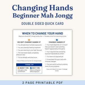 Naslaggids Amerikaanse mahjong, wanneer van hand wisselen Afdrukbare gids?