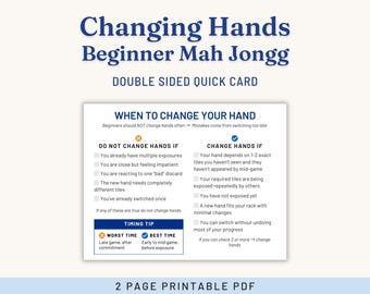 American Mahjong Quick Reference, When to Change Hands Printable Guide