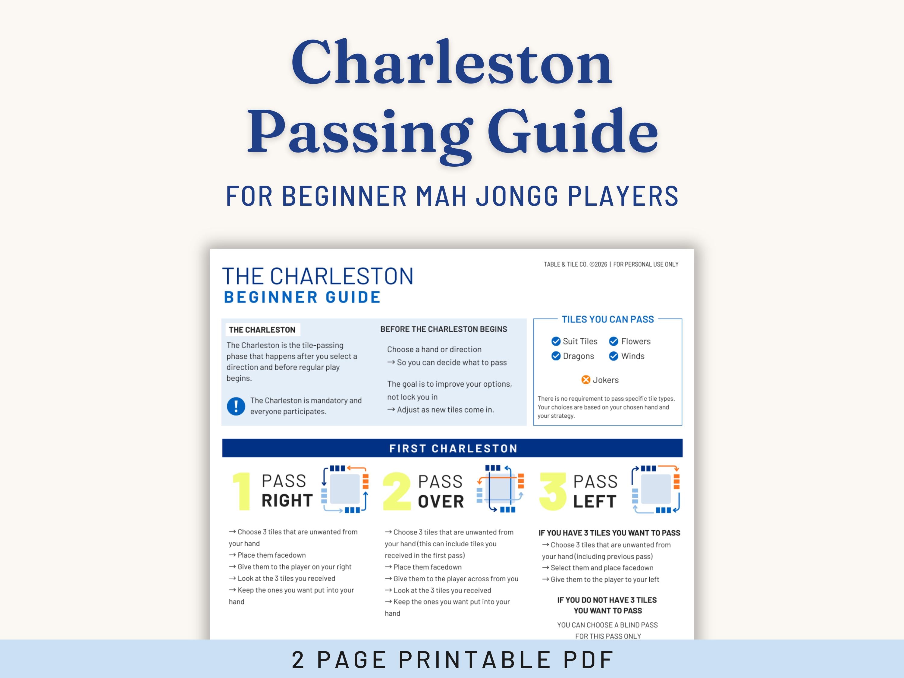 American Mahjong Charleston Cheat Sheet | Beginner Guide (PDF) - Etsy