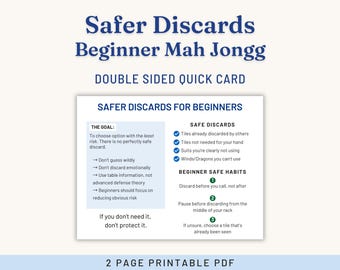 Mahjong Strategy Guide, Beginner American Mahjong, Printable Discard Reference Card
