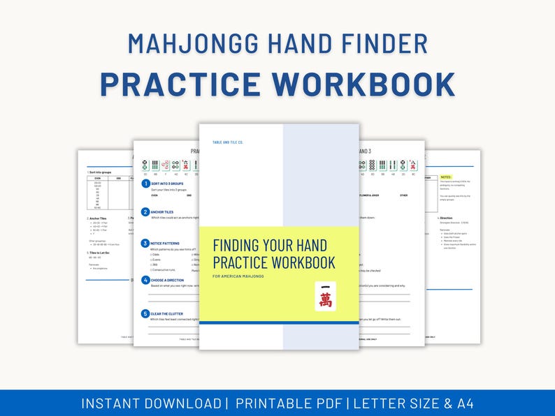 Mahjong Hand Finder Practice Workbook for Beginners (printable PDF) - Etsy