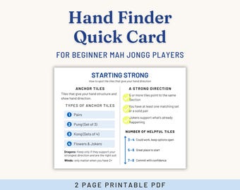 American Mahjong Hand Finder Quick Card | Digital Mah Jongg Cheat Sheet PDF