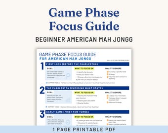 Mahjong Game Strategy Guide, Beginner American Mahjong Printable Reference