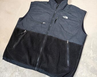 The North Face Denali Fleeceväst Herr XXL Svart Tillverkad i USA Vintage 90-tals Dragkedja
