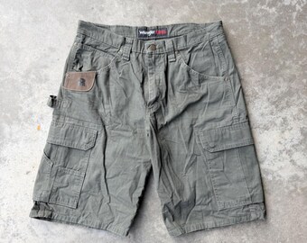 Wrangler Riggs Workwear Ripstop Cargo Shorts Olive Green Size 34 Hammer Loop