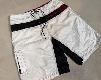 Rusty Mens Board Shorts White Black Red Embroidered y2k Size 36 Swim Trunks