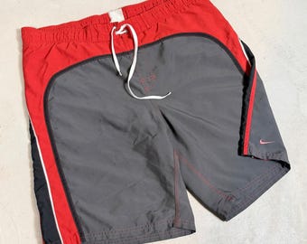 Short de bain Nike Homme Gris rouge Colorblock Boardshorts doublure en filet Taille XL