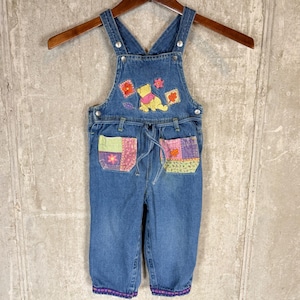 Vintage Disney Winnie the Pooh Vintage Denim Overalls Girls 24 Months Patchwork