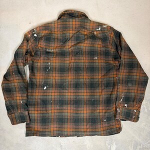 Vintage Pendleton Wool Board Shirt Mens M Brown shadow Plaid Paint Splatter 70s image 4