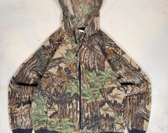 Ace Sportswear Mens Large Realtree Camo Fleece Full Zip Hoodie Made in USA