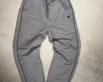 Russel Athletic Herren Grau Nylon Windbreaker Trainingshose Mesh Gefüttert 1XL Regular