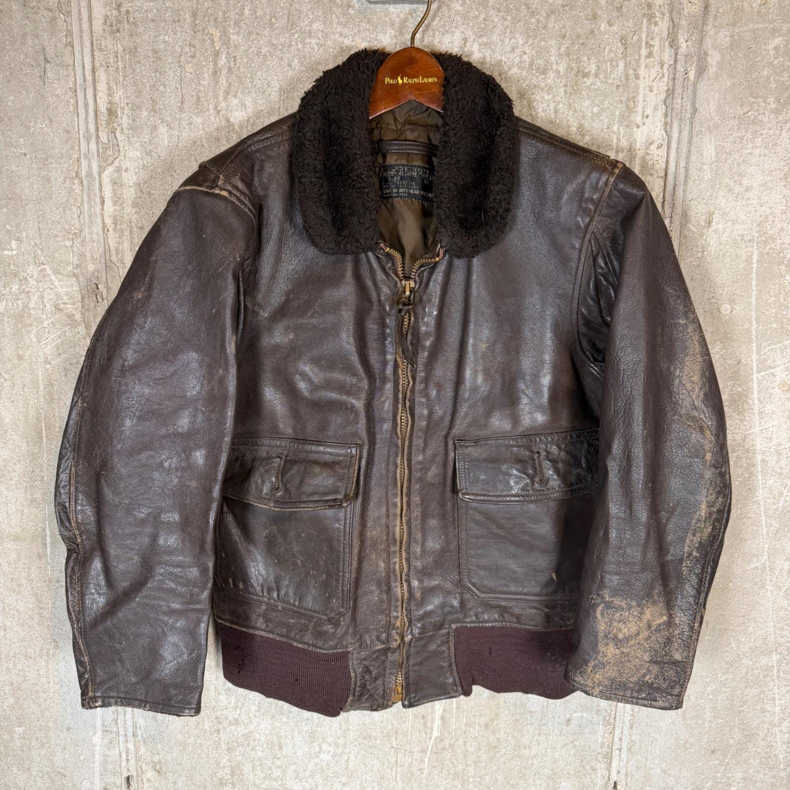 ジャケット・アウター STAR SPORTSWEAR G1 38 Vintage Star Sportswear G-1 US Navy Leather Flight Jacket 38 Brown