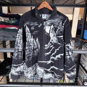 Vintage 90's Art Unlimited Sportswear Men's Fleece Jacket Wolf