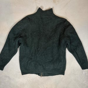 Pendleton Mens M Forest Green 100% Merino Wool Full Zip Ribbed Cardigan Sweater image 4