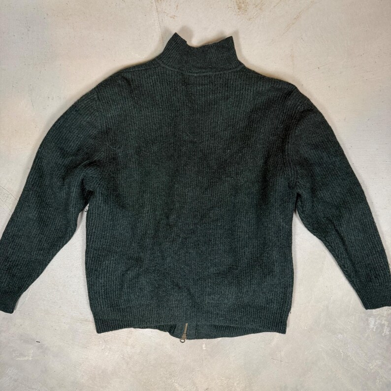 Pendleton Mens M Forest Green 100% Merino Wool Full Zip Ribbed Cardigan Sweater image 4