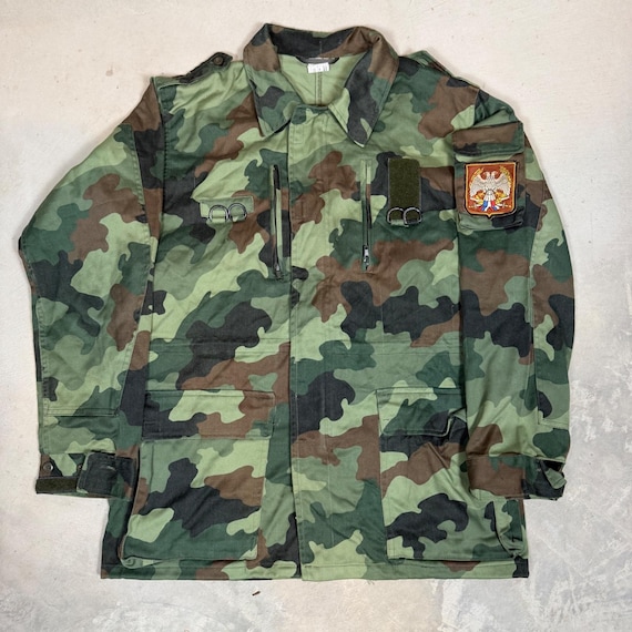 Serbian M93 Oakleaf Woodland Camo Military Field Jacket Mens Small long Patch