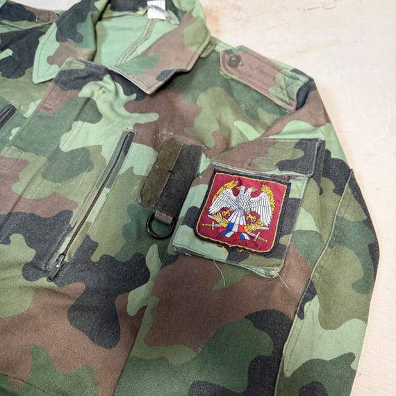 Vintage 1993 Serbian M93 Woodland Camo Field Jacket Military
