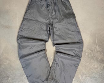 Nike Vintage Grey Windbreaker Track Pants Mens Medium Jersey Lined Baggy Swoosh