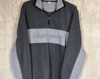 Sudadera Old Navy para hombre, talla XL, de felpa, con cremallera hasta el cuarto, color gris carbón.