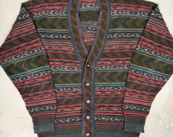1960s Barclay Wool & Mohair Cardigan | Vintage Mens Large Button