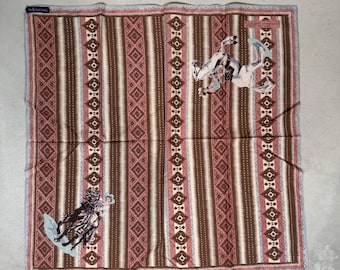 RARE Polo Ralph Lauren Western Cowboy Southwestern Bandana Scarf Brown 25x25