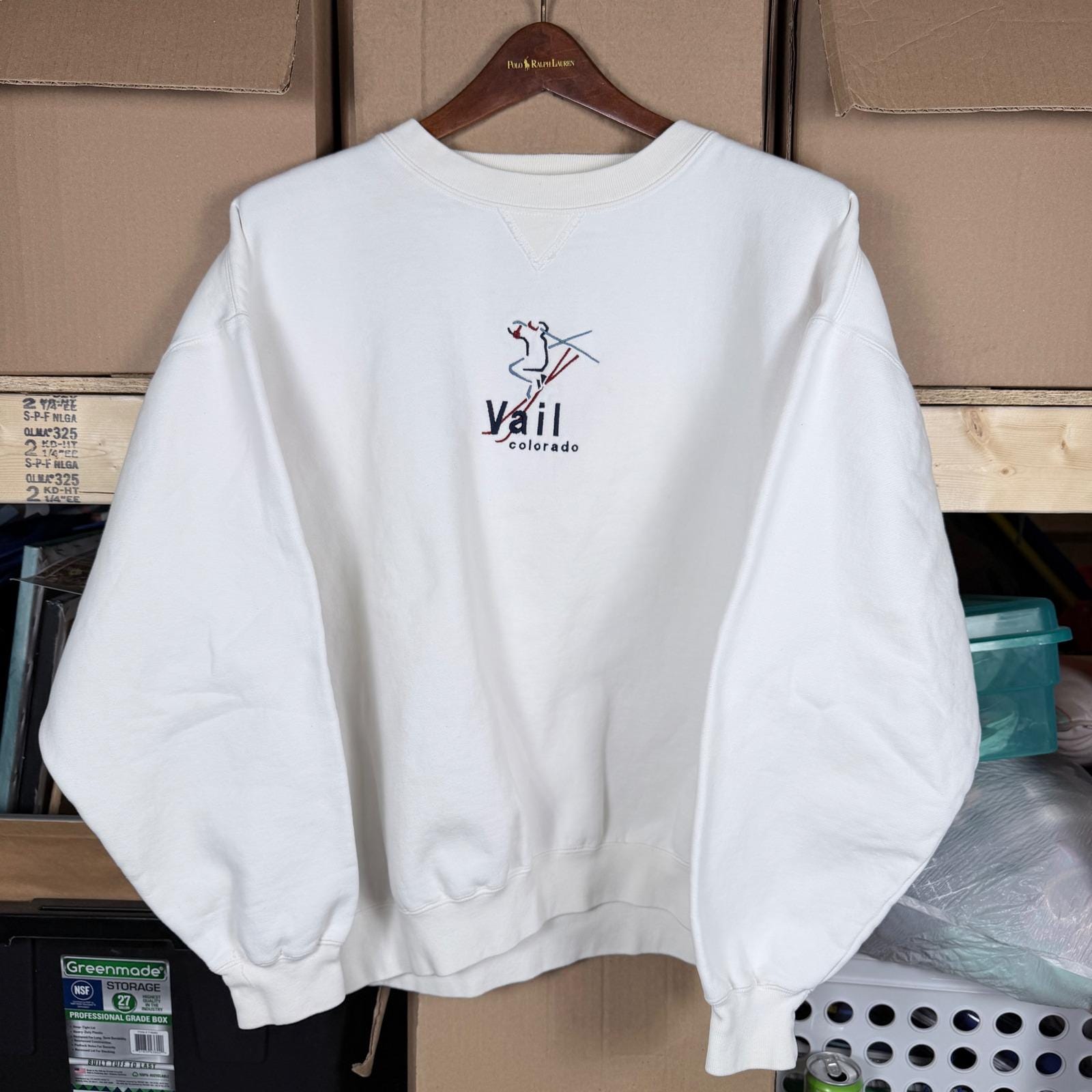 Gear For Sports Vail Colorado Ski Graphic Sweatshirt Mens XL White Cotton Blend