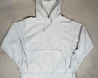 Champion Reverse Weave Hoodie Mens Large Gray Heavyweight Fleece Sweatshirt