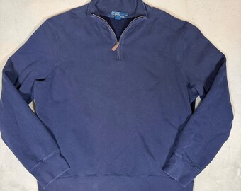 Polo Ralph Lauren XL bleu marine Pullover zippé homme