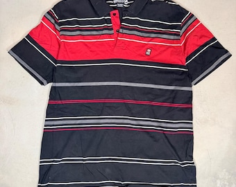 Ecko Unltd Herren XXL Poloshirt Schwarz Rot Gestreift Kurzarm Baumwoll Top